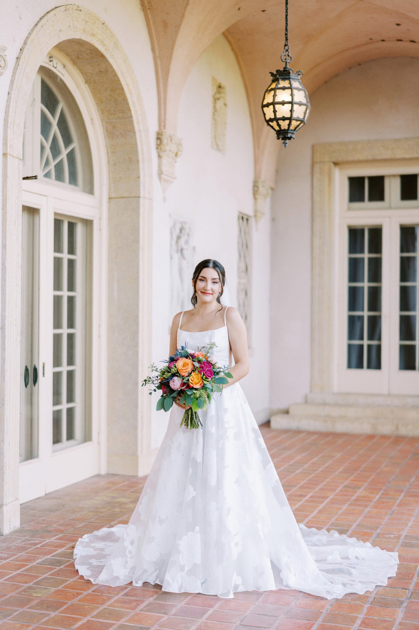Vibrant bridal session in the gardens at The Philbrook Museum of Art in Tulsa, Oklahoma
