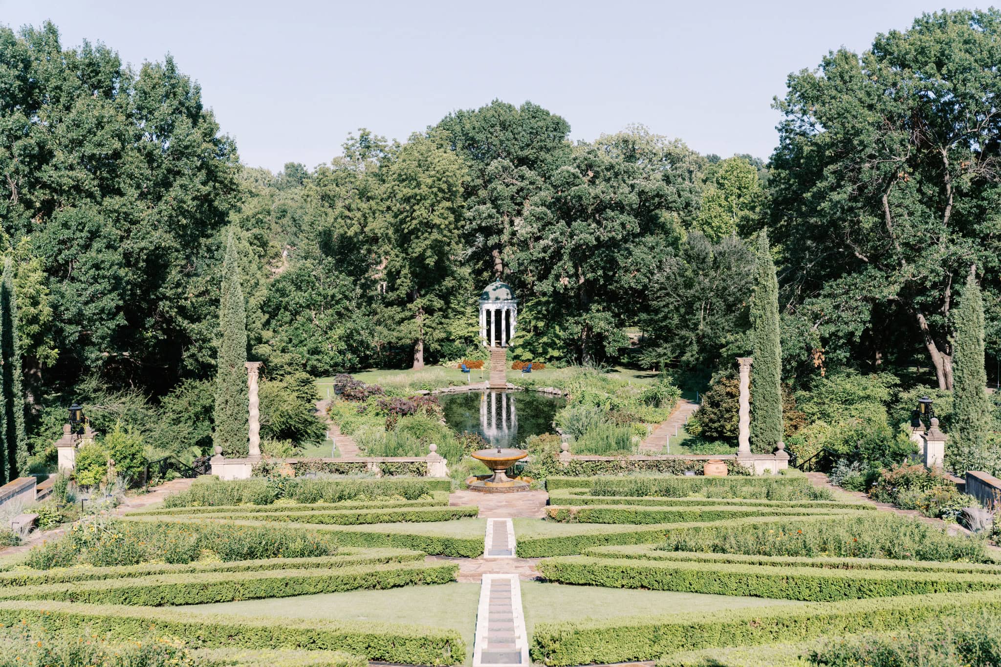 Vibrant bridal session in the gardens at The Philbrook Museum of Art in Tulsa, Oklahoma