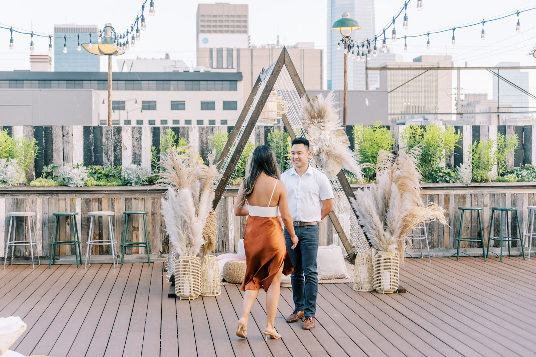 Surprise Proposal and Engagement Party on the Rooftop of Plenty Mercantile in Oklahoma City