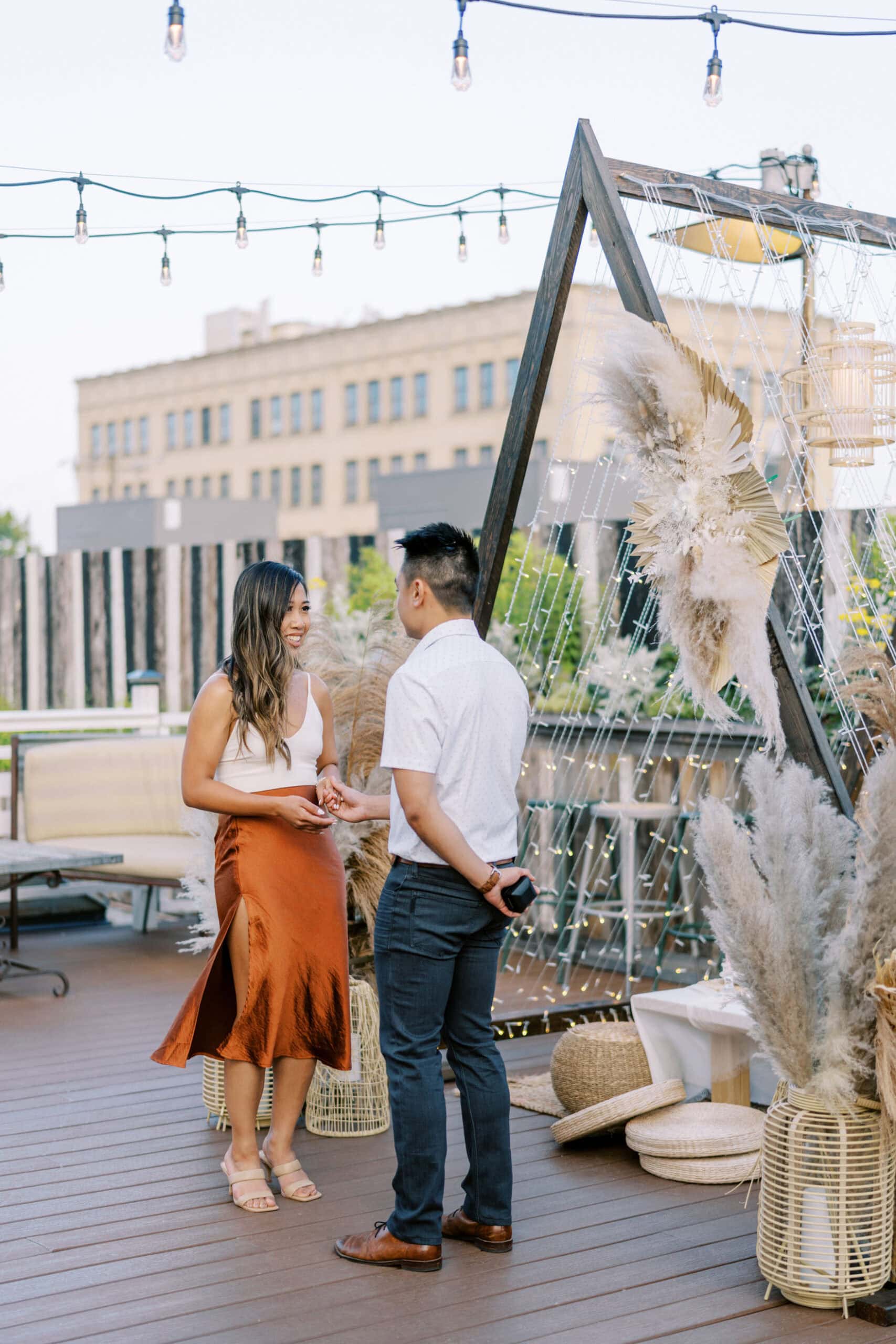 Surprise Proposal and Engagement Party on the Rooftop of Plenty Mercantile in Oklahoma City