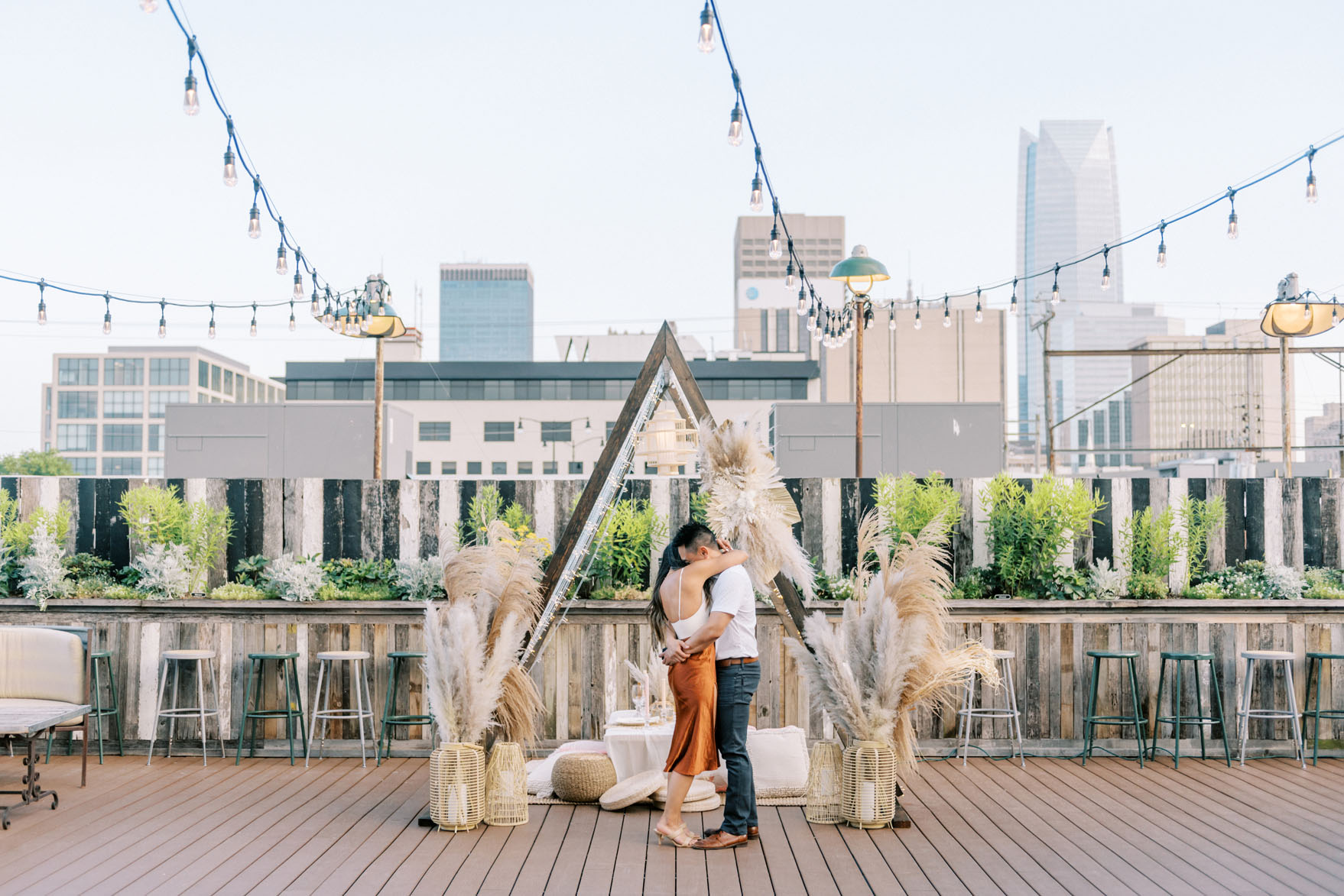 Surprise Proposal and Engagement Party on the Rooftop of Plenty Mercantile in Oklahoma City