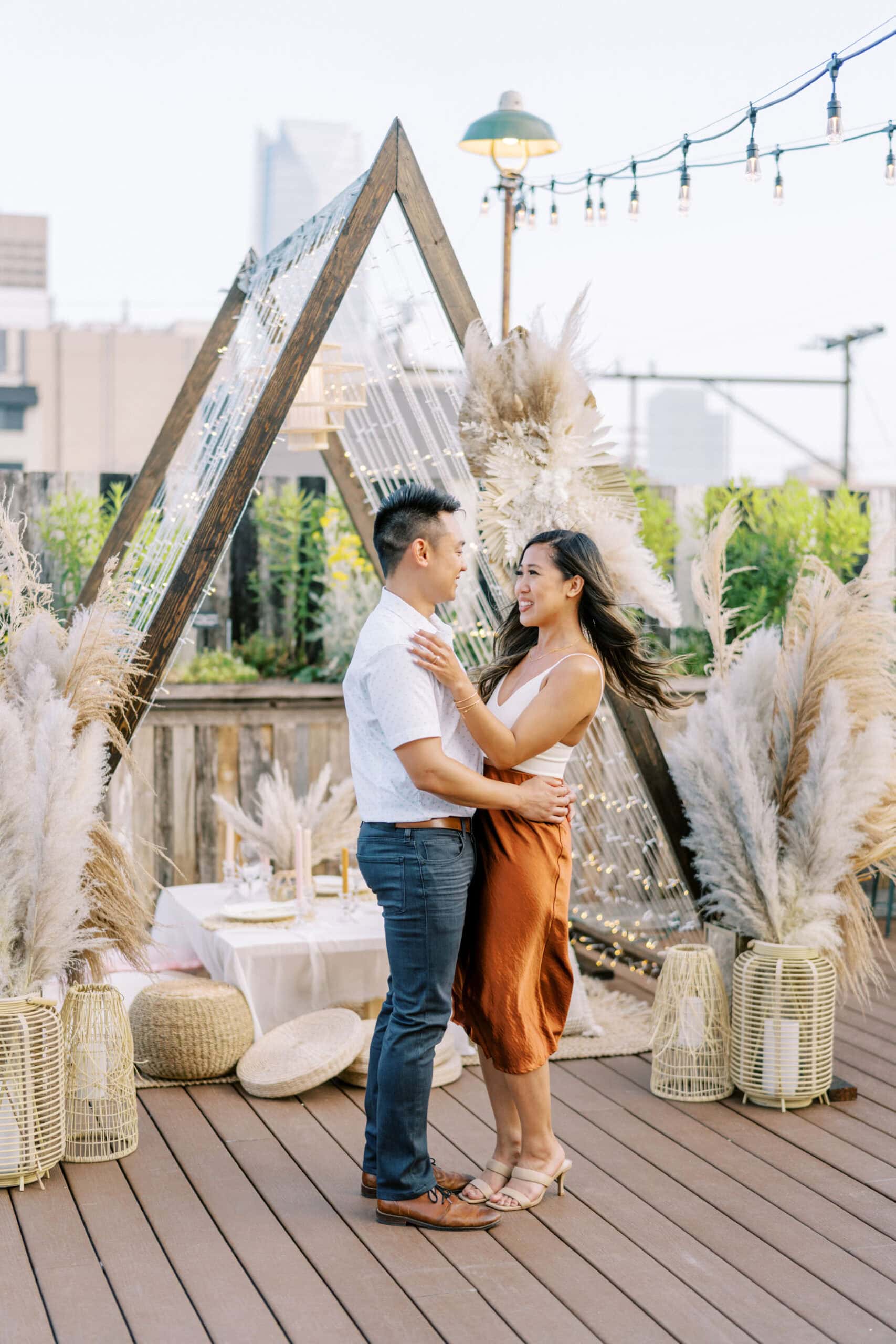 Surprise Proposal and Engagement Party on the Rooftop of Plenty Mercantile in Oklahoma City