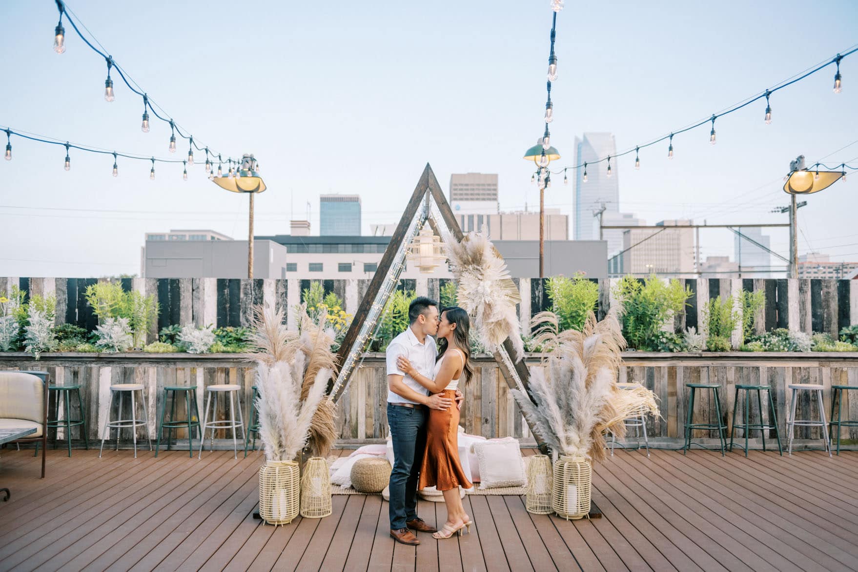 Surprise Proposal and Engagement Party on the Rooftop of Plenty Mercantile in Oklahoma City