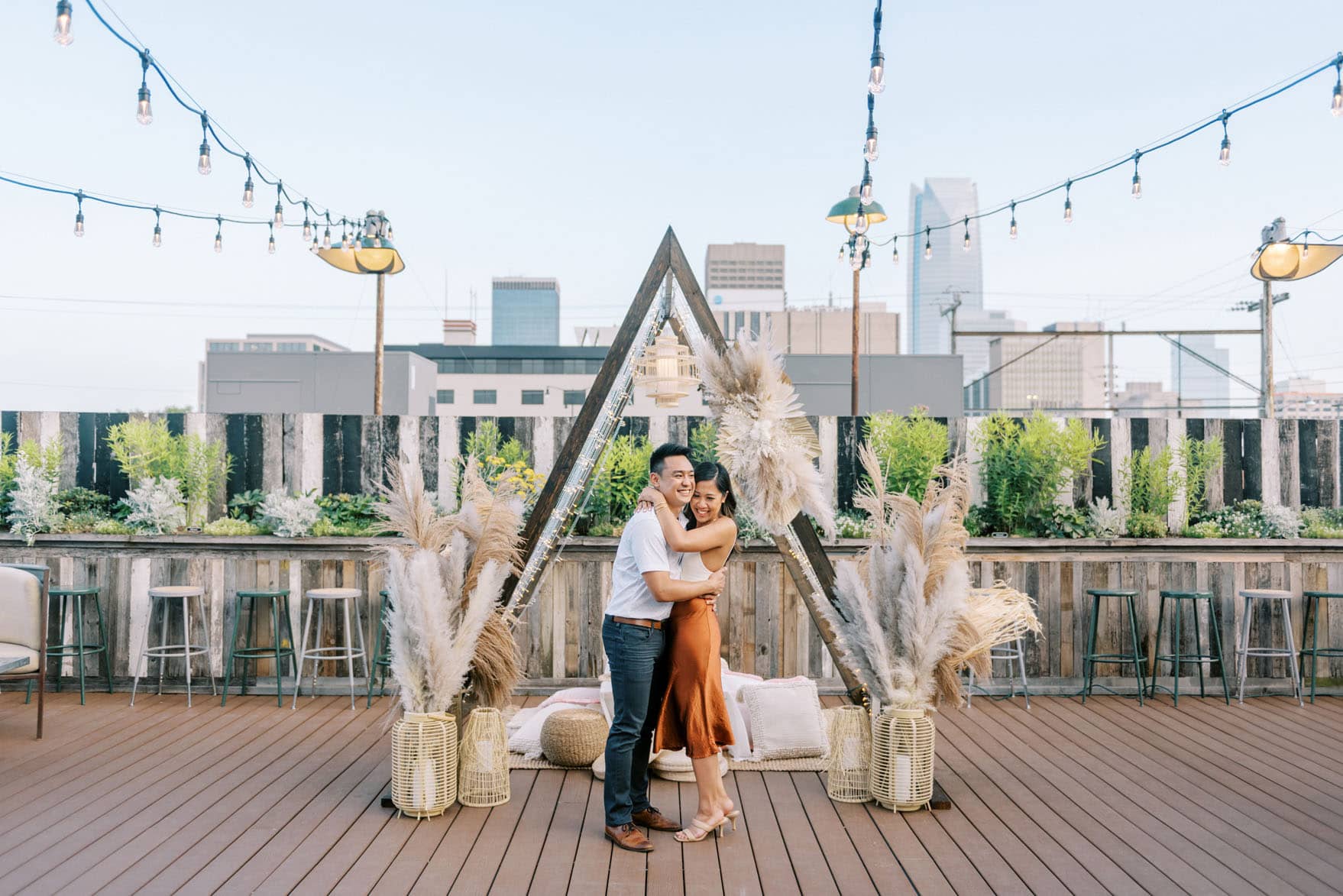 Surprise Proposal and Engagement Party on the Rooftop of Plenty Mercantile in Oklahoma City