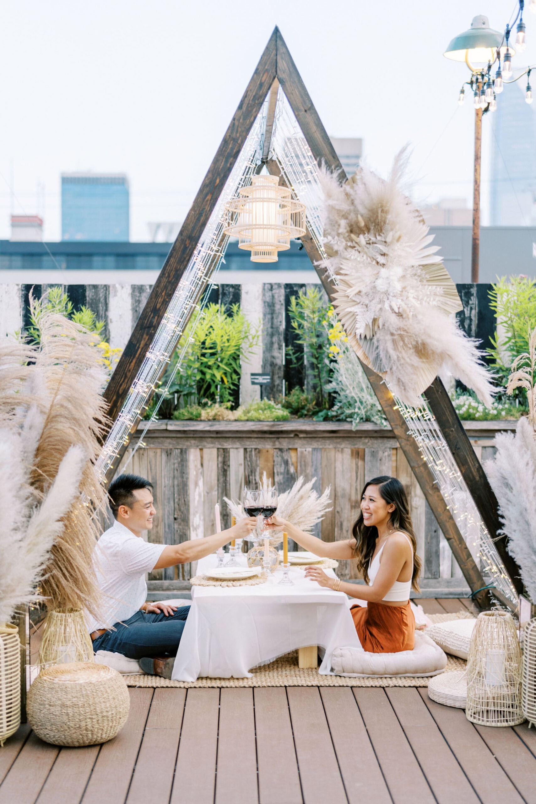 Surprise Proposal and Engagement Party on the Rooftop of Plenty Mercantile in Oklahoma City