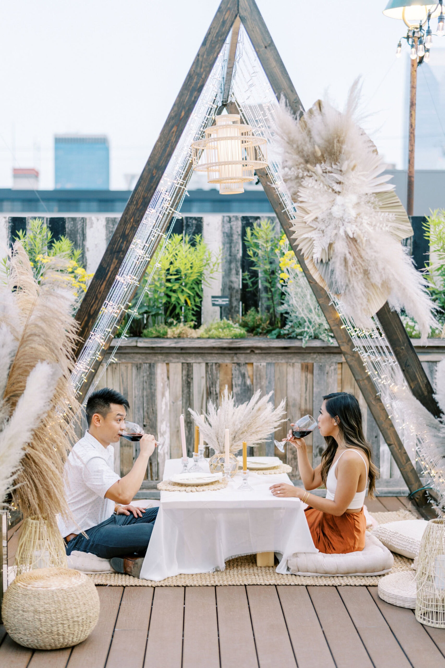 Surprise Proposal and Engagement Party on the Rooftop of Plenty Mercantile in Oklahoma City